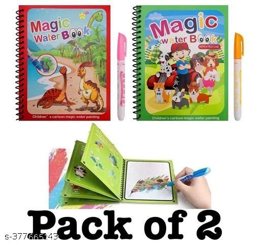 Reusable Magic Water Quick Dry Book for Water Coloring with Magic Pen Painting Board for Children Education Drawing Pad (Random Design) (Pack of 2) - Anuloria 