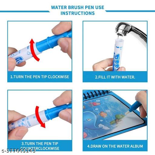 Reusable Magic Water Quick Dry Book for Water Coloring with Magic Pen Painting Board for Children Education Drawing Pad (Random Design) (Pack of 2) - Anuloria 