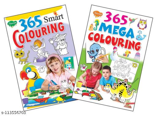 Sawan Present Set Of 2 Colouring Book | Jumbo Cartoon Colouring Book-1 And 2 (Perfect Binding, Manoj Publications Editorial Board) - Anuloria 