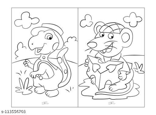 Sawan Present Set Of 2 Colouring Book | Jumbo Cartoon Colouring Book-1 And 2 (Perfect Binding, Manoj Publications Editorial Board) - Anuloria 