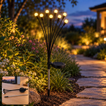 Solar LED Firefly Garden Light with 8 Heads & Flexible Swaying Stems (1 Set) - Anuloria 
