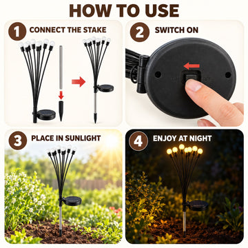 Solar LED Firefly Garden Light with 8 Heads & Flexible Swaying Stems (1 Set) - Anuloria 