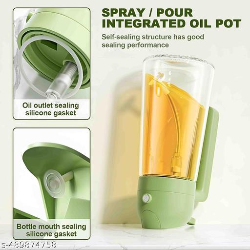 2 In 1 Oil Sprayer & Dispenser Bottle for Kitchen | Free steel straw | For Cooking, Salad, Air Fryer, Barbecue, Baking | Premium Glass Bottle | Durable | with Leak Proof Seal | (MULTICOLOR ) (AS PER AVAILABLE ) - Ariva Store