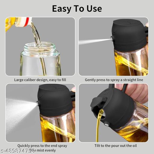 2 In 1 Oil Sprayer & Dispenser Bottle for Kitchen | Free steel straw | For Cooking, Salad, Air Fryer, Barbecue, Baking | Premium Glass Bottle | Durable | with Leak Proof Seal | (MULTICOLOR ) (AS PER AVAILABLE ) - Ariva Store