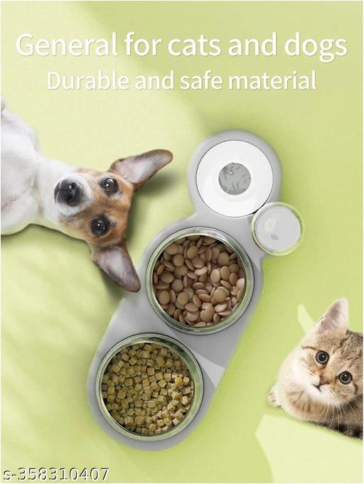 3 in 1 Dog Cat Bowls Water and Food Bowl Set, 15°Tilted Raised Cat Bowls with Automatic Water Dispenser Bottle and Detachable Cat Dish, Pet Feeder for Small or Medium Dogs Cats Puppy Kitten Rabbit - Ariva Store
