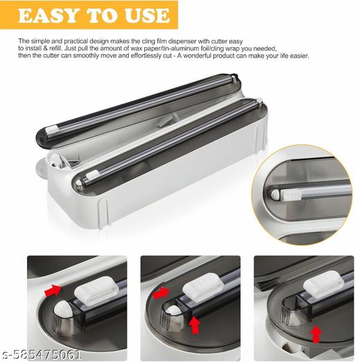 3 in 1 Magnetic Plastic Wrap Dispenser with Cutter – Foil, Cling Film & Paper Towel Holder (Black) - Ariva Store