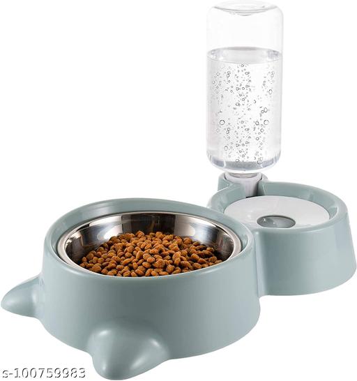 Cazzle  2 in 1 Bowl Water and Food Cat Feeder - Stainless Steel Bowl and Automatic Water Dispenser Bottle for Cats and Dogs - Ariva Store