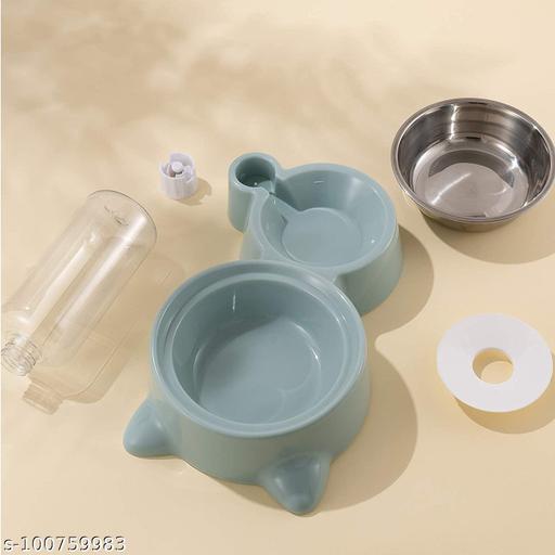 Cazzle  2 in 1 Bowl Water and Food Cat Feeder - Stainless Steel Bowl and Automatic Water Dispenser Bottle for Cats and Dogs - Ariva Store