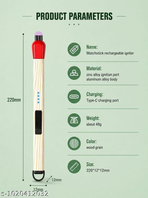 Match Stick Shaped Gas Lighter for Kitchen | Long Handle Butane Gas Lighter for Stove, Candle & BBQ | Windproof Flame Lighter, Refillable Multipurpose Lighter for Outdoor Use & Home - Ariva Store