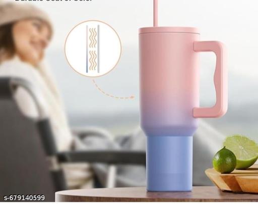  1200 ML Stainless Steel Tumbler with Handle and Straw Lid Double Insulated Cup, vacuume Insulated Tumblers for Hot & Cold Drink 100% Leakproof Tumbler with Handle For Gym,Travel (Cotton Candy) - Ariva Store