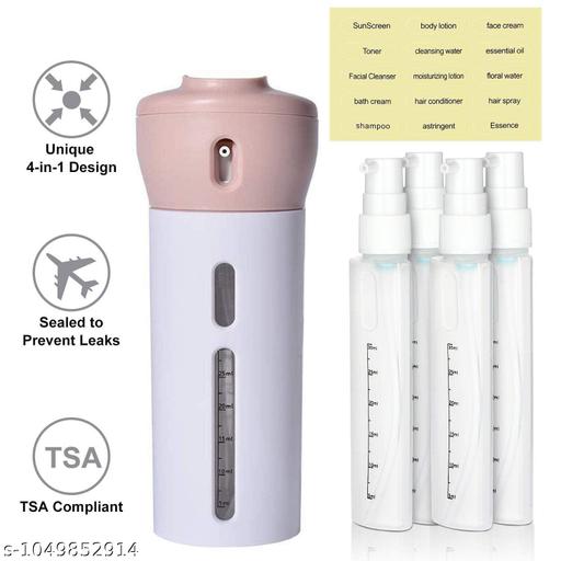 4 in 1 Travel Size Refillable Dispenser Bottle Set | PET Pump Leak-Proof Plastic Containers for Shampoo, Lotion, Cosmetic Liquids | Compact & Portable Travel Toiletries Storage Organizer  - Ariva Store