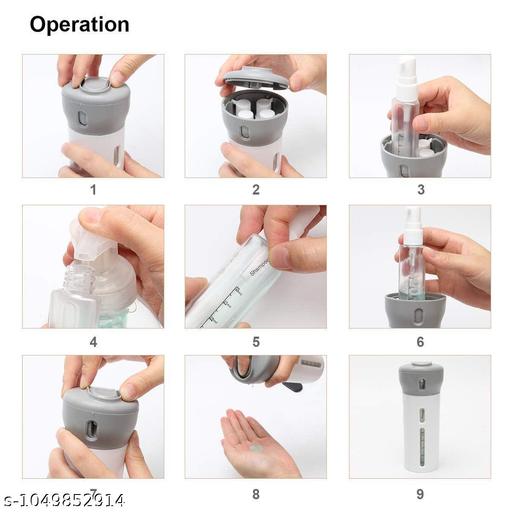 4 in 1 Travel Size Refillable Dispenser Bottle Set | PET Pump Leak-Proof Plastic Containers for Shampoo, Lotion, Cosmetic Liquids | Compact & Portable Travel Toiletries Storage Organizer  - Ariva Store