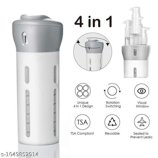 4 in 1 Travel Size Refillable Dispenser Bottle Set | PET Pump Leak-Proof Plastic Containers for Shampoo, Lotion, Cosmetic Liquids | Compact & Portable Travel Toiletries Storage Organizer  - Ariva Store