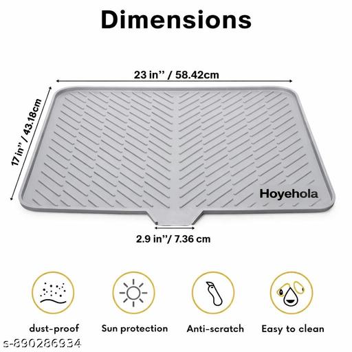Silicone Dish Drying Mat for Kitchen Built-in Drain Lip - Hygienic Drying Pad Silicone mat for Kitchen Sink & Counter Utensil Drying Mat ( 23 X 17 Inches)(pack of 1) (Grey) - Ariva Store