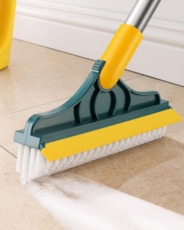 2-in-1 Bathroom Cleaning Brush with Wiper 180° Rotate Toilet Brush and Long Handle Microfiber Feather Ceiling Duster With Free Gap Cleaning Brush   - Ariva Store