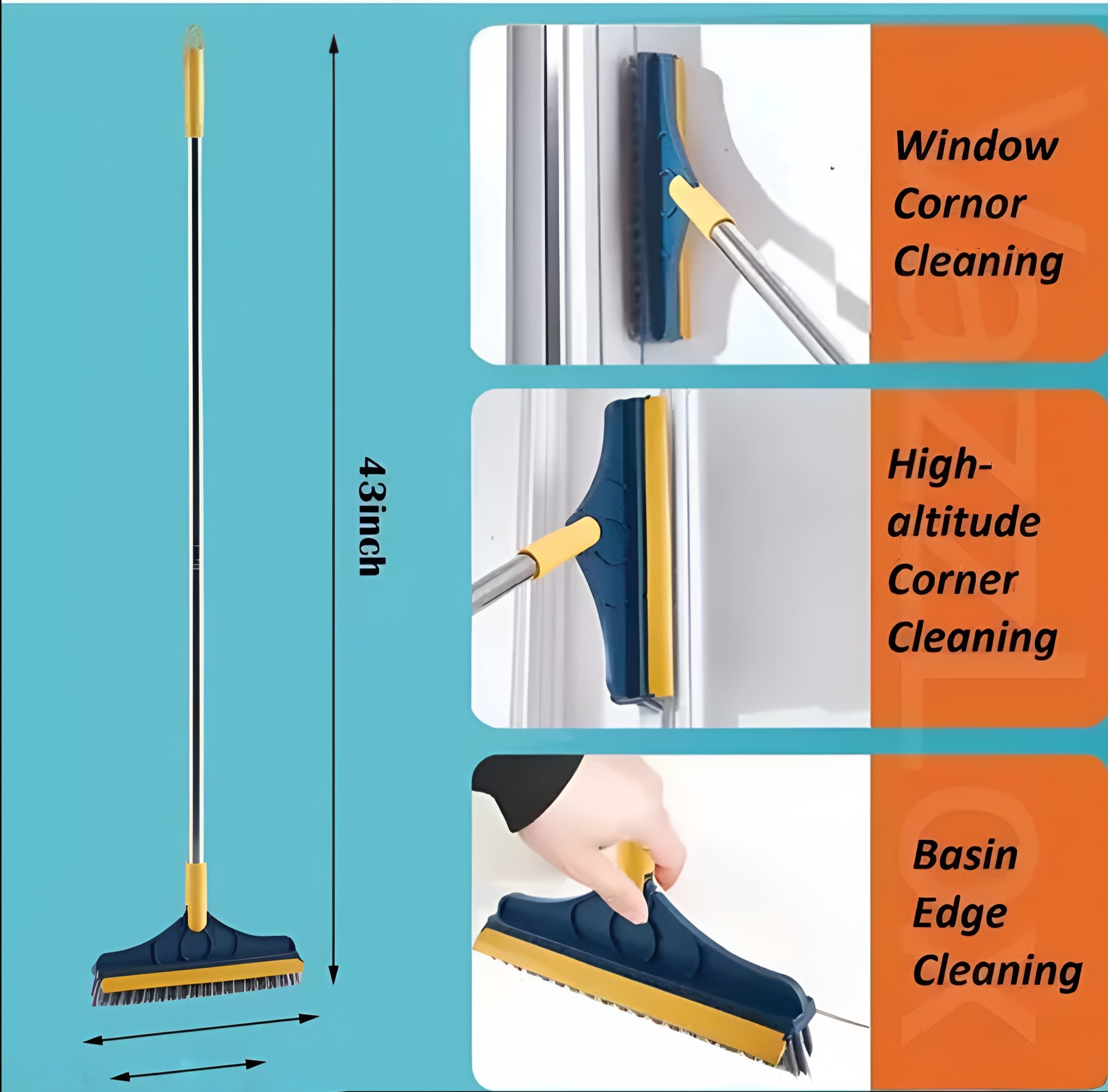 2-in-1 Bathroom Cleaning Brush with Wiper 180° Rotate Toilet Brush and Long Handle Microfiber Feather Ceiling Duster With Free Gap Cleaning Brush   - Ariva Store