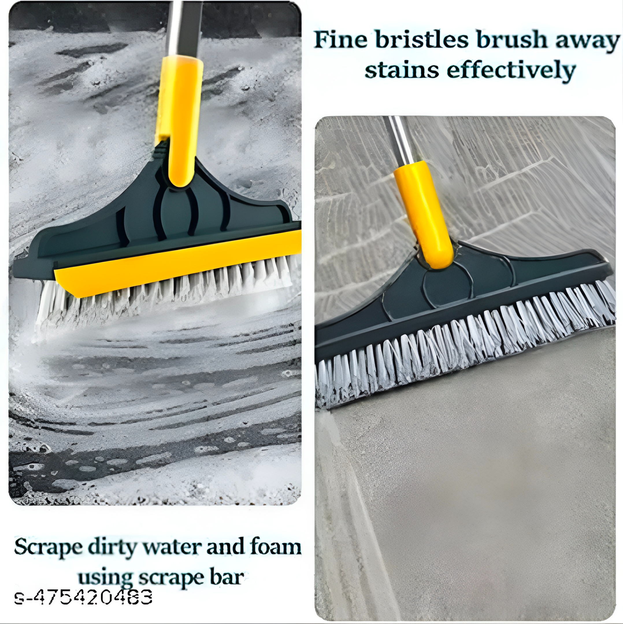 2-in-1 Bathroom Cleaning Brush with Wiper 180° Rotate Toilet Brush and Long Handle Microfiber Feather Ceiling Duster With Free Gap Cleaning Brush   - Ariva Store