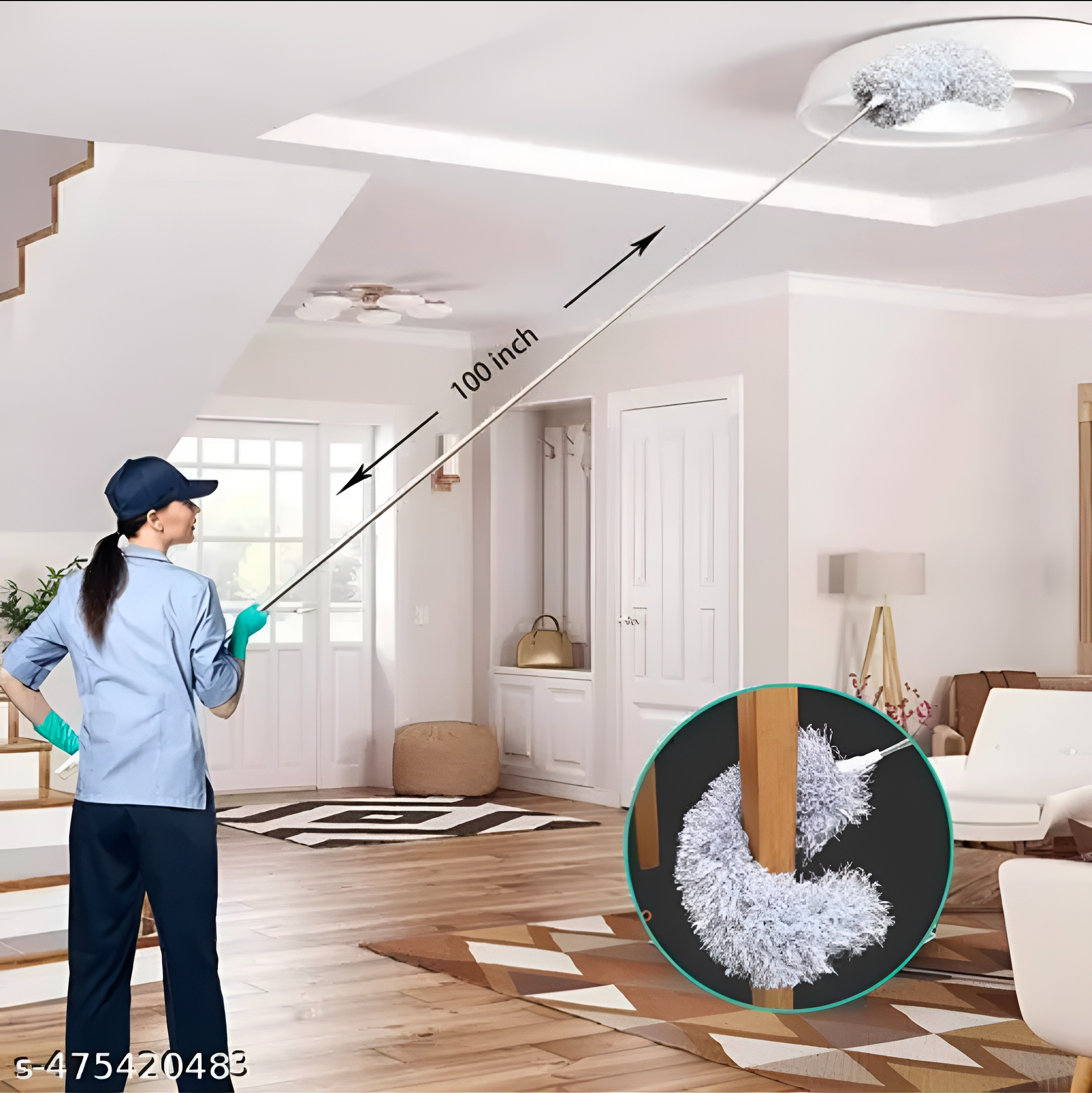 2-in-1 Bathroom Cleaning Brush with Wiper 180° Rotate Toilet Brush and Long Handle Microfiber Feather Ceiling Duster With Free Gap Cleaning Brush   - Ariva Store