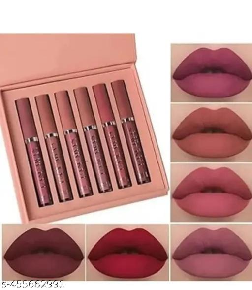 Sajuma Beauty new velvet long lasting waterproof non transfer liquid matte lipstick set of 6 - Aurafashion