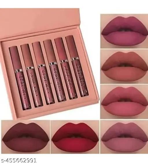 Sajuma Beauty new velvet long lasting waterproof non transfer liquid matte lipstick set of 6 - Aurafashion