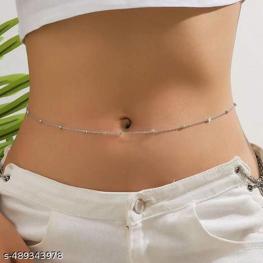  Adjustable Silver Multipurpose Neck, Wrist, Ankle Chain Waist Hip Belly Chain Kamarband  Beads Chains Kamar karddhani Kamar bandh Saree Vaddanam for Girls & Women - Aurafashion