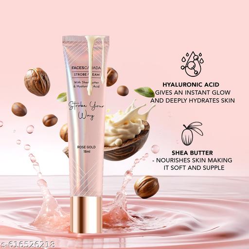 Celeb Glow Combo | Strobe Cream - Rose Gold, 18ml + Hydra Matte Foundation - Rose Ivory, 18ml + Comfy Matte Wow - Cocoa Crush, 3.8ml | SPF 30 | Highlighter | Highly Pigmented | Buildable Coverage | Pack of 3 - Aurafashion