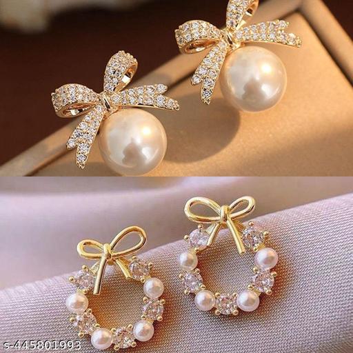 Combo Pack of 2 Korean Stud Earrings For Women And Girls - Aurafashion