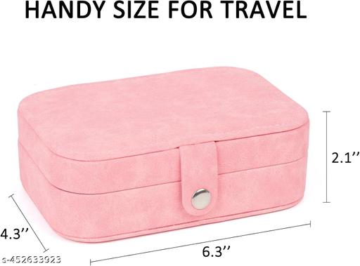 Only box Jewellery Organisers box PU Leather Storage Case for Rings, Earrings, Necklace Jewelry Organizer for Women Travel(Pink) - Aurafashion