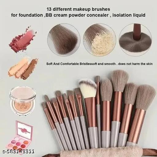 13Pcs Professional Makeup Brush Set – Soft Synthetic Bristles with Velvet Travel Pouch - Aurafashion