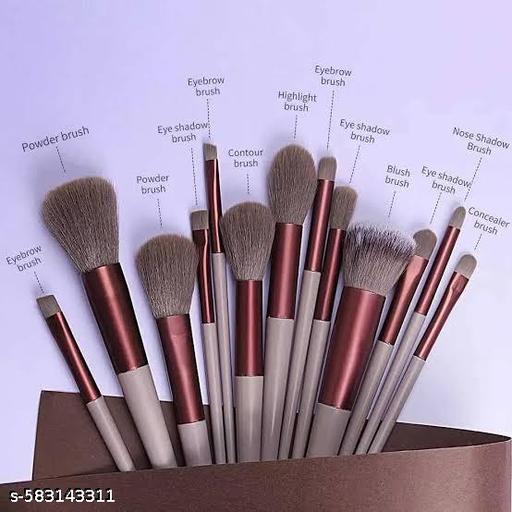 13Pcs Professional Makeup Brush Set – Soft Synthetic Bristles with Velvet Travel Pouch - Aurafashion