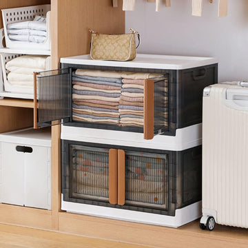 Plastic Folding Wardrobe Organizer – Portable Storage with Wheels - Aurafashion