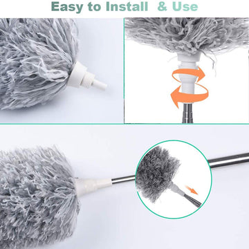 Microfiber Duster – 100-Inch Extendable Handle | Velvet Wipe - Aurafashion