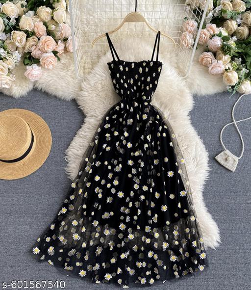 tranding  classic fit and  flare gathered pleted women dresses & gown  - Aurafashion