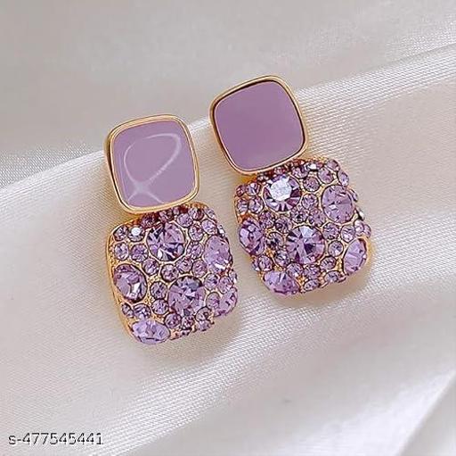 Purple Drop Earrings for Women Teens Gold Earring Pierced Post Stud Earrings Jewelry Gifts - Aurafashion