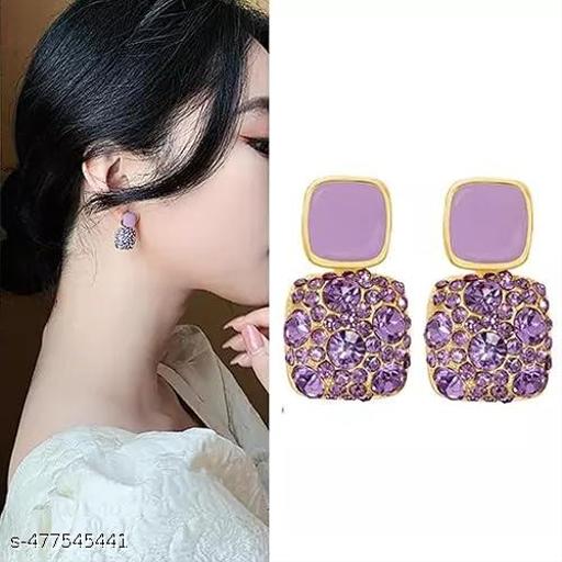 Purple Drop Earrings for Women Teens Gold Earring Pierced Post Stud Earrings Jewelry Gifts - Aurafashion