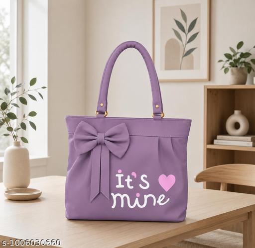 Women's Purple Bow Tote Bag | Stylish Shoulder Handbag for College, Office, Travel & Daily Use | Lightweight Large Capacity Zip Closure Bag - Aurafashion