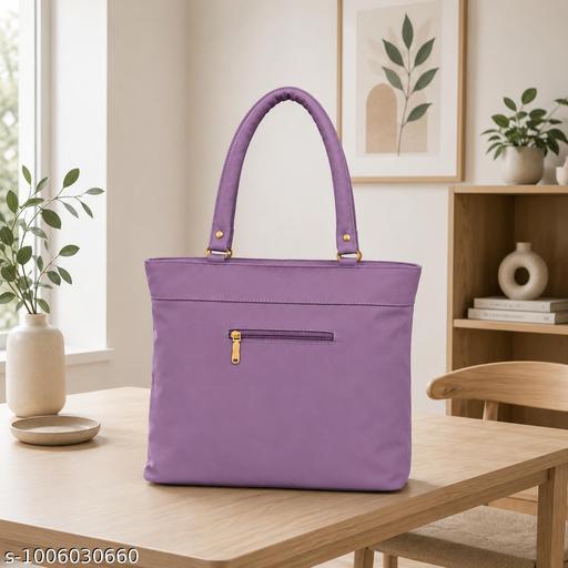 Women's Purple Bow Tote Bag | Stylish Shoulder Handbag for College, Office, Travel & Daily Use | Lightweight Large Capacity Zip Closure Bag - Aurafashion