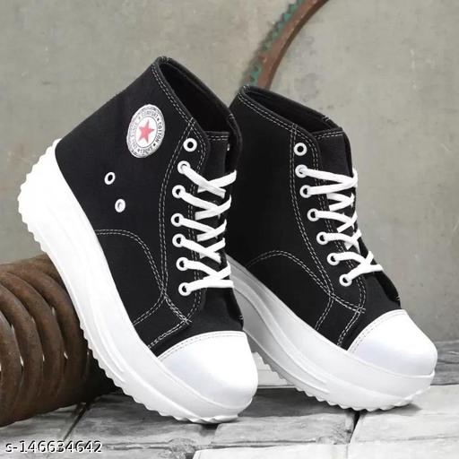 New Fashion High Top Women Sneaker Boot | Solid Sport  Women Boot | Walking Women Boot | Dancing Women Boot | Daily Wear|Party Wear Boot | Comfortable Boot Shoes For Women - Aurafashion