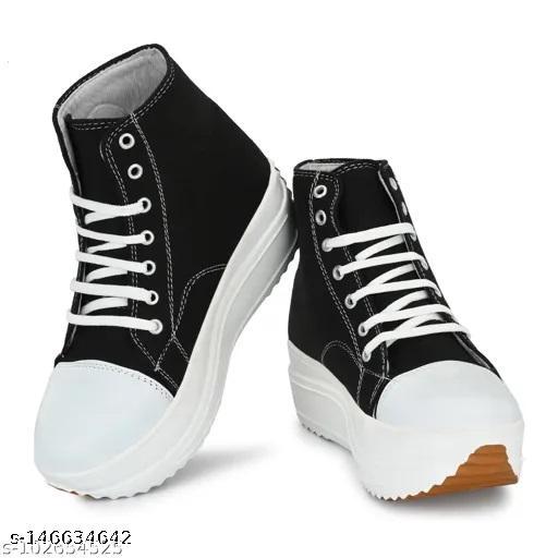 New Fashion High Top Women Sneaker Boot | Solid Sport  Women Boot | Walking Women Boot | Dancing Women Boot | Daily Wear|Party Wear Boot | Comfortable Boot Shoes For Women - Aurafashion