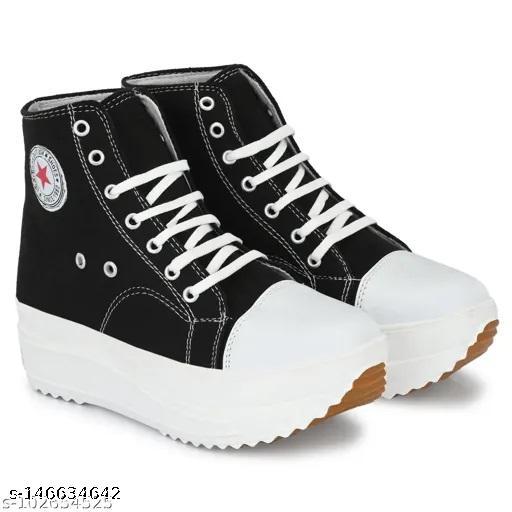 New Fashion High Top Women Sneaker Boot | Solid Sport  Women Boot | Walking Women Boot | Dancing Women Boot | Daily Wear|Party Wear Boot | Comfortable Boot Shoes For Women - Aurafashion