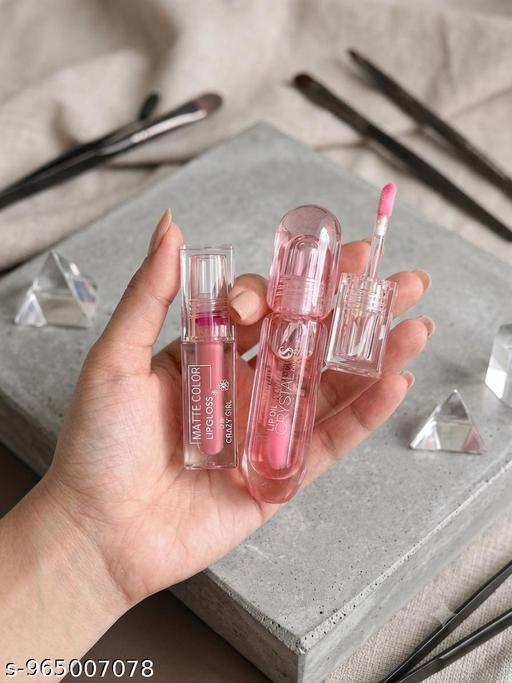 (Pack of 2) Crystal Lip Oil + Matte Lip Gloss  - Aurafashion