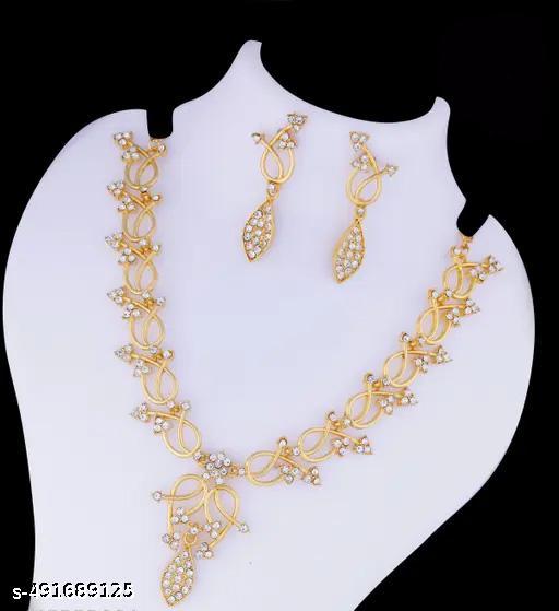 Gold Plated Necklace set with white color diamond jewellery,choker,necklace,jewellery set,indian wedding jewellery set,Maangalyam/Murukku,south,indian,maharastrian,highquality set for women girls - Aurafashion