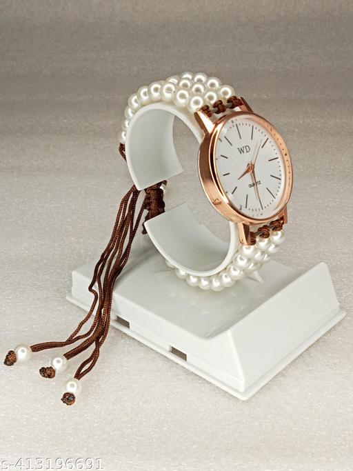 WHITE MOT BRACELET TYPE WATCH - Aurafashion