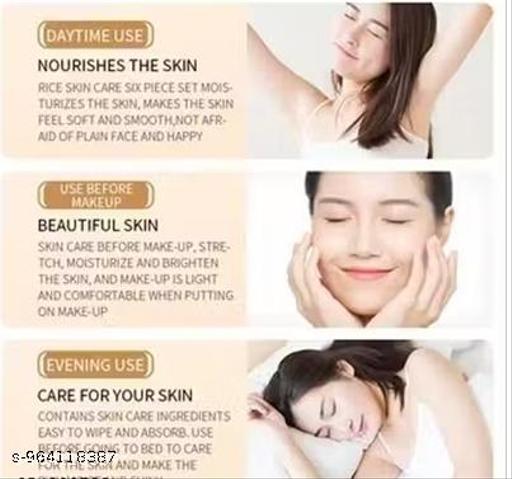 Rice Raw Pulp Whitening Facial  Set with Moisturizing Serum Nourishing Face Cream and Refreshing Toner for Smooth Skin - Aurafashion