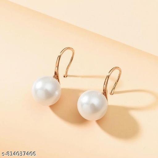 artdgems Elegant White Pearl D Earrings with Gold-Plated Hook | Minimal Daily Wear Jewelry for Women & Girls - Aurafashion