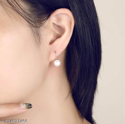 artdgems Elegant White Pearl D Earrings with Gold-Plated Hook | Minimal Daily Wear Jewelry for Women & Girls - Aurafashion
