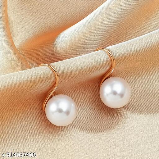 artdgems Elegant White Pearl D Earrings with Gold-Plated Hook | Minimal Daily Wear Jewelry for Women & Girls - Aurafashion
