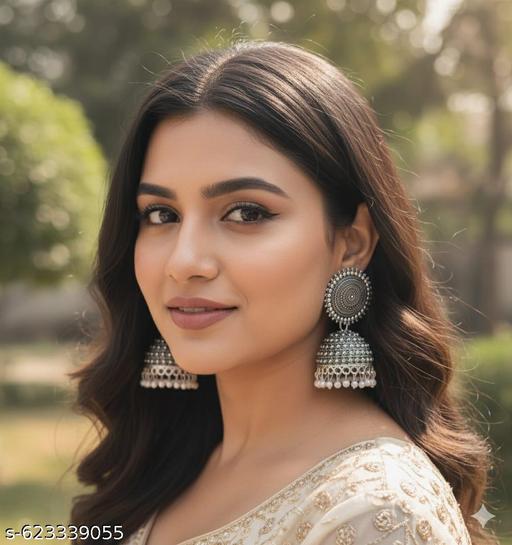 Ethnic Oxidised Classic Jhumki Earrings  - Aurafashion