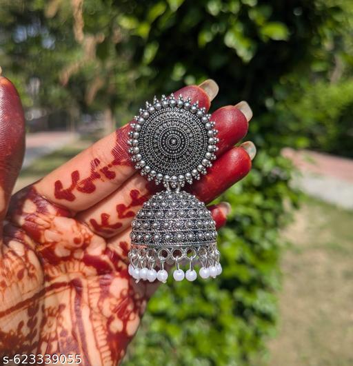 Ethnic Oxidised Classic Jhumki Earrings  - Aurafashion
