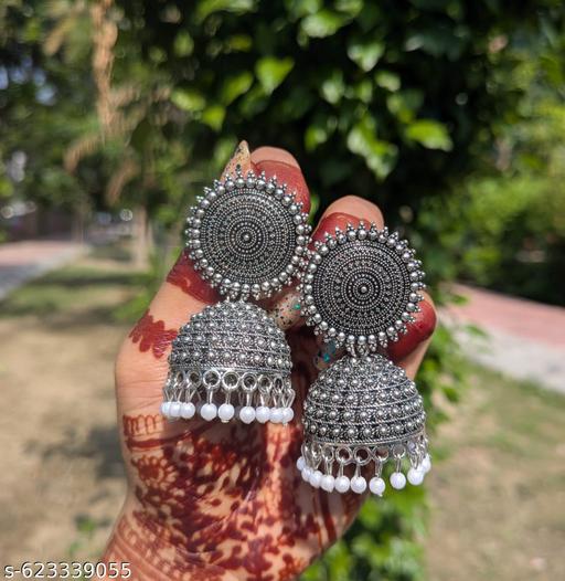 Ethnic Oxidised Classic Jhumki Earrings  - Aurafashion